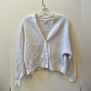 J. Crew Ribbed 100% Cashmere V-Neck Cropped Cardigan